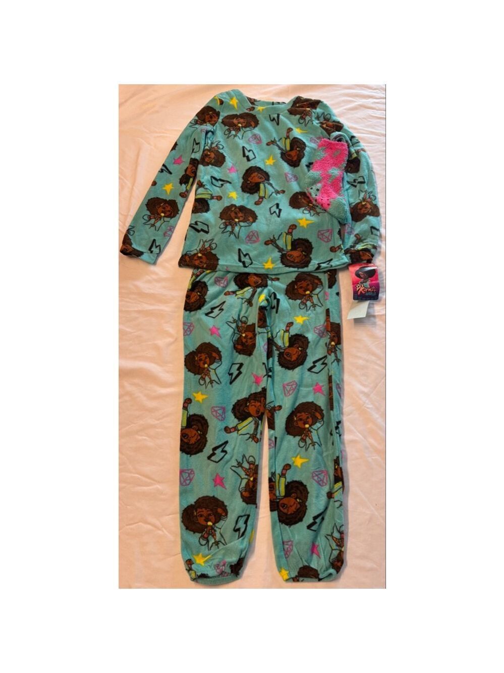 Girls Karma's World Pajama Set M Teal Brown